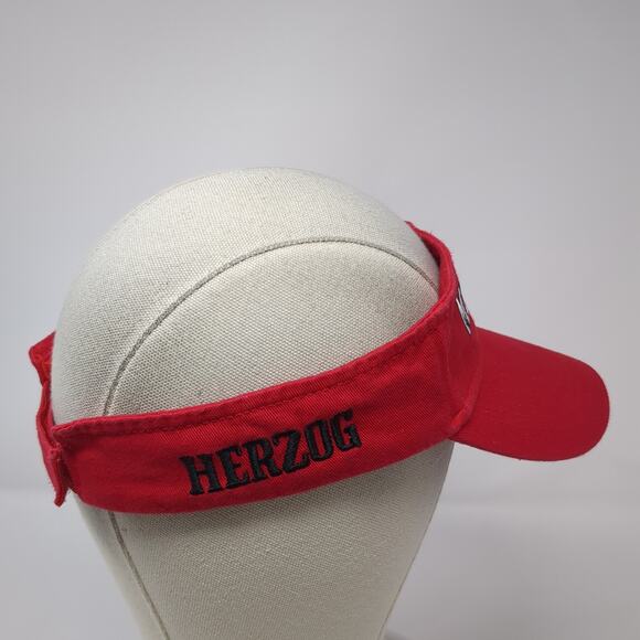 Mustangs Herzog Strapback Sun Visor Cap Red One Size Adjustable Bwm Global - Picture 5 of 10